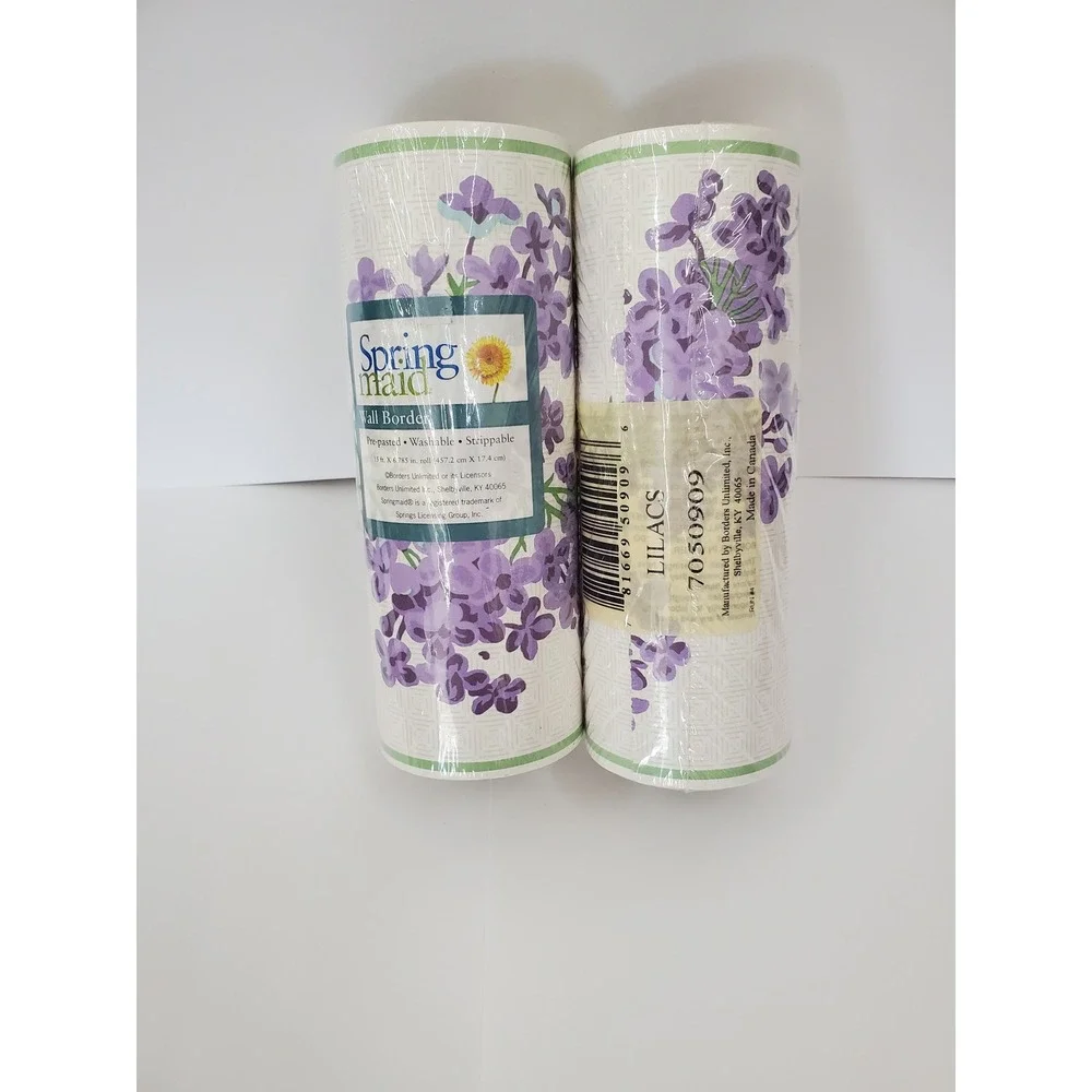 Springmaid Lilacs Wall Border 2 Rolls Pre-pasted Floral Purple 15ft x 6.785in